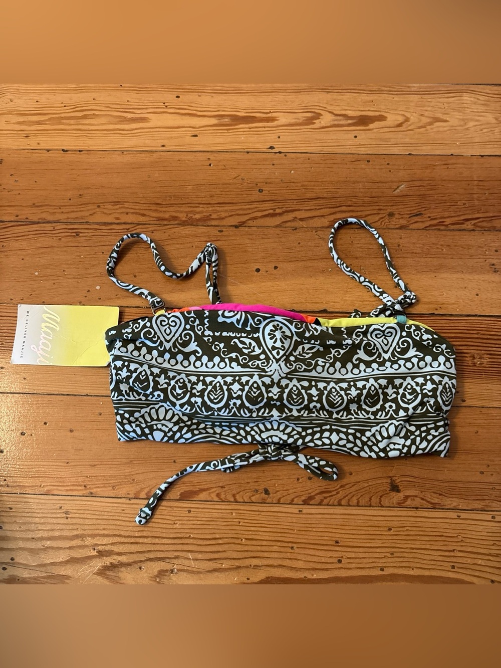 Maaji Swim Top Reversible Colorful New Medium M Missing Cup* Bikini